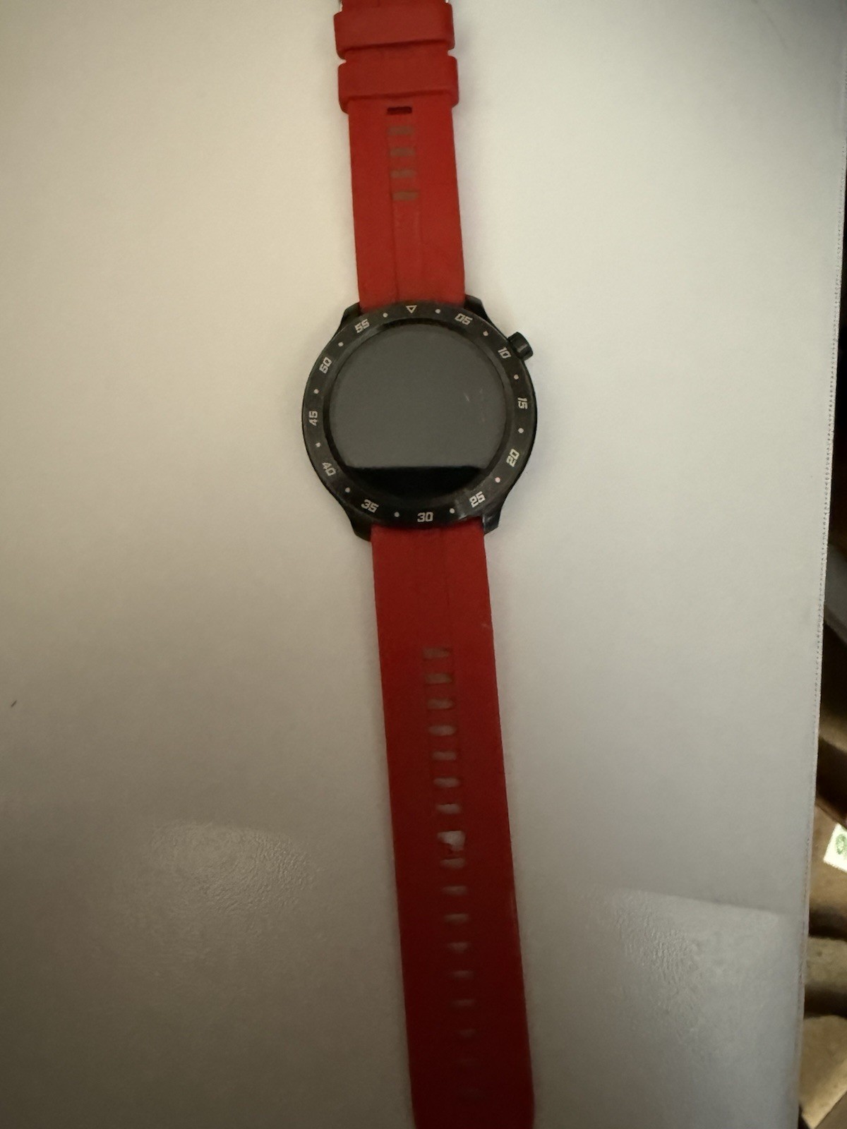 Red Silicone Band Black Case Smart Watch with Digital Display and Sensors