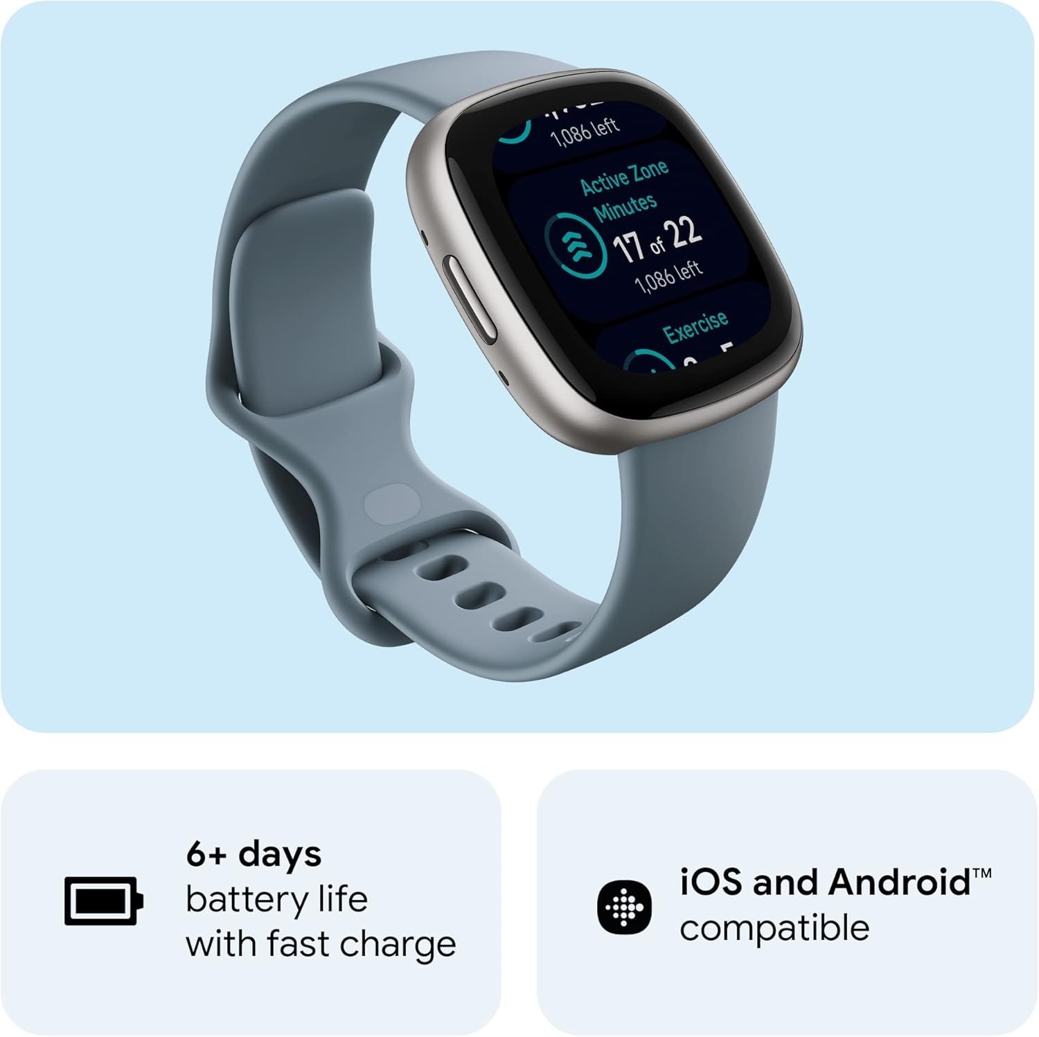 Fitbit Versa 4 FB523SRAG-US Fitness Smartwatch 1.58″ AMOLED with Daily Readiness