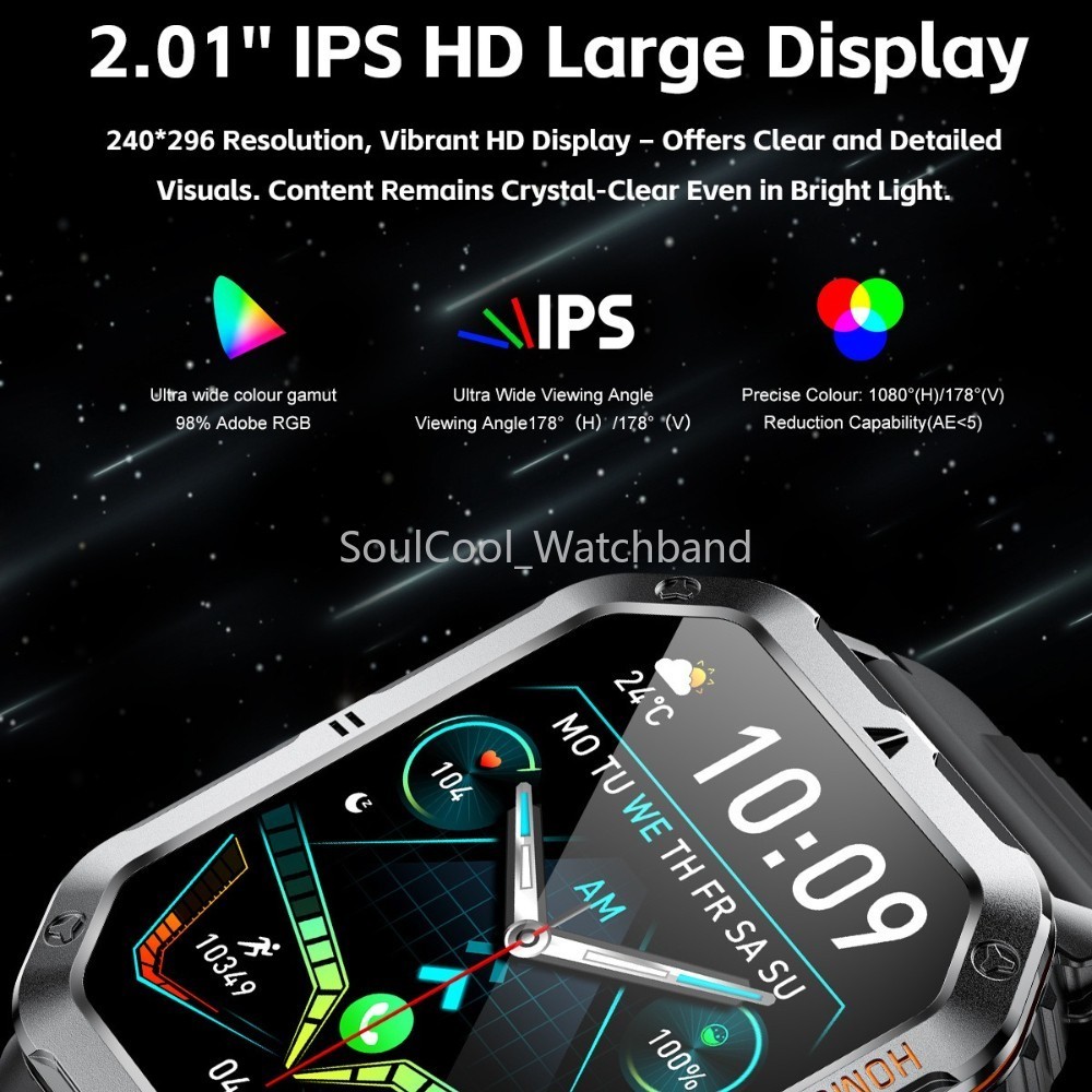 Military Smart Watch For Men (Answer/Make Call) Sport Fitness 1000mAh Waterproof