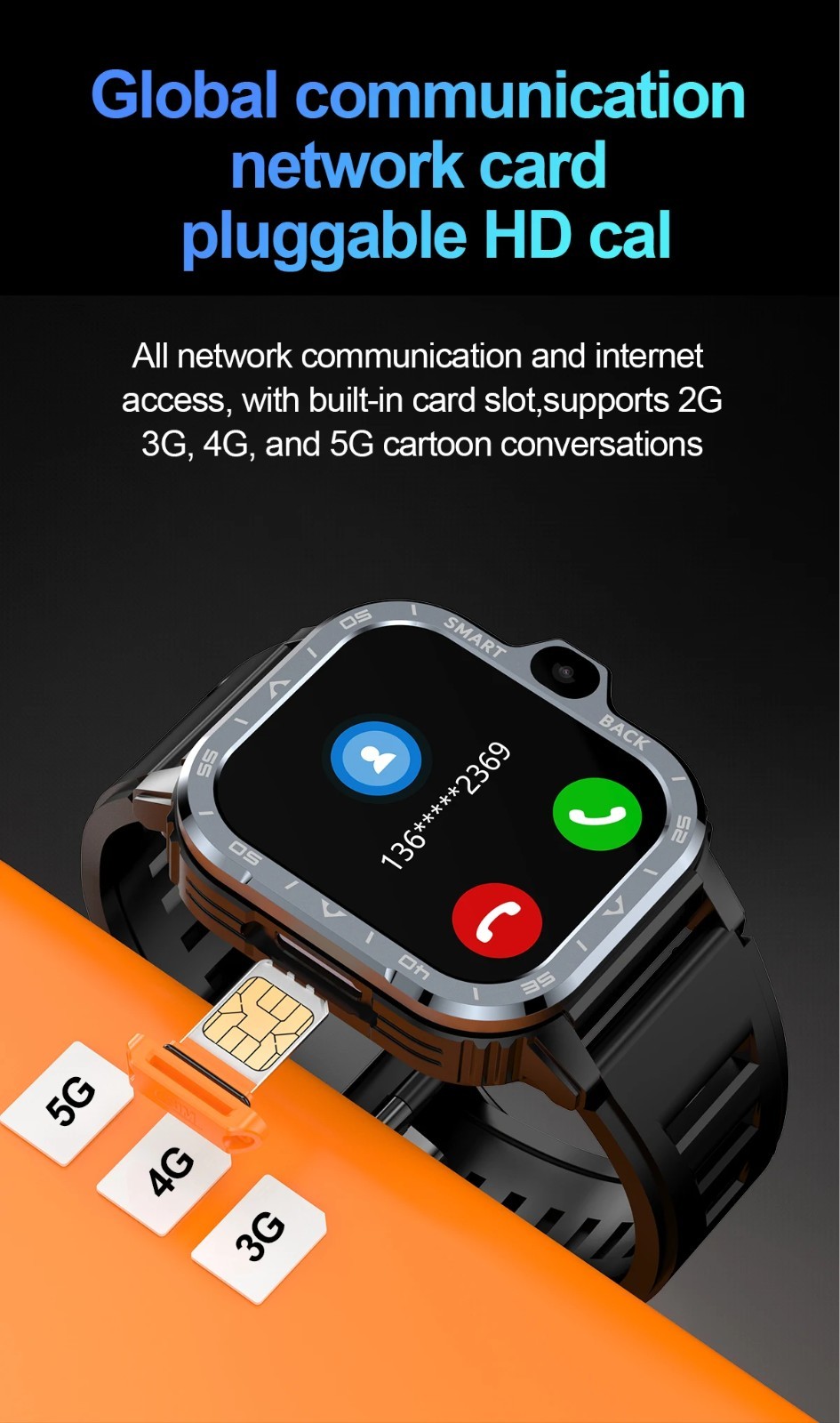 Valdus PGD Android Smartwatch 4G GPS Dual Camera 16/64GB ROM SIM NFC WiFi Watch