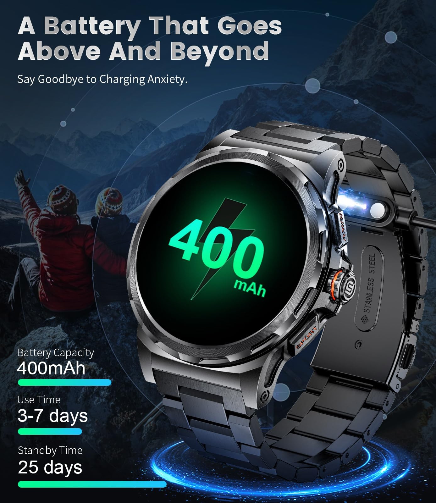 Military for Men(Answer/Dial Calls),1.46” AMOLED Touchscreen/5ATM Waterproof…