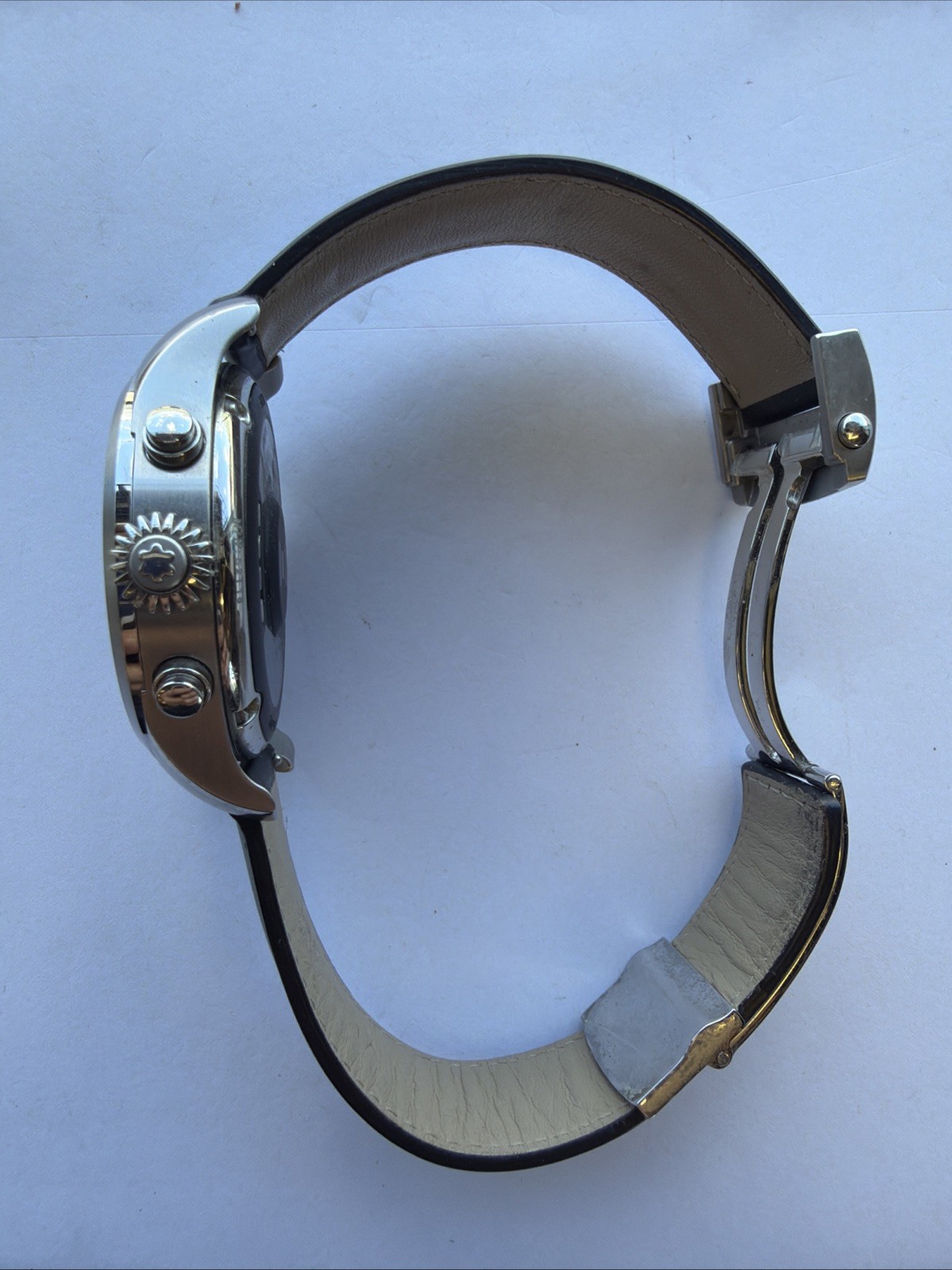 Montblanc Summit Smart Watch Stainless Steel Silver Case Black Leather Band