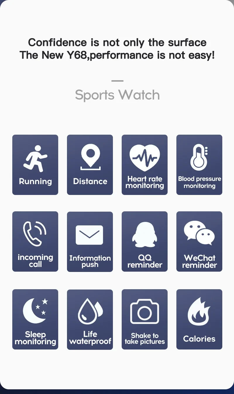 Smart Watch Men Women Waterproof Heart Rate Monitor for iPhone Android Free ship