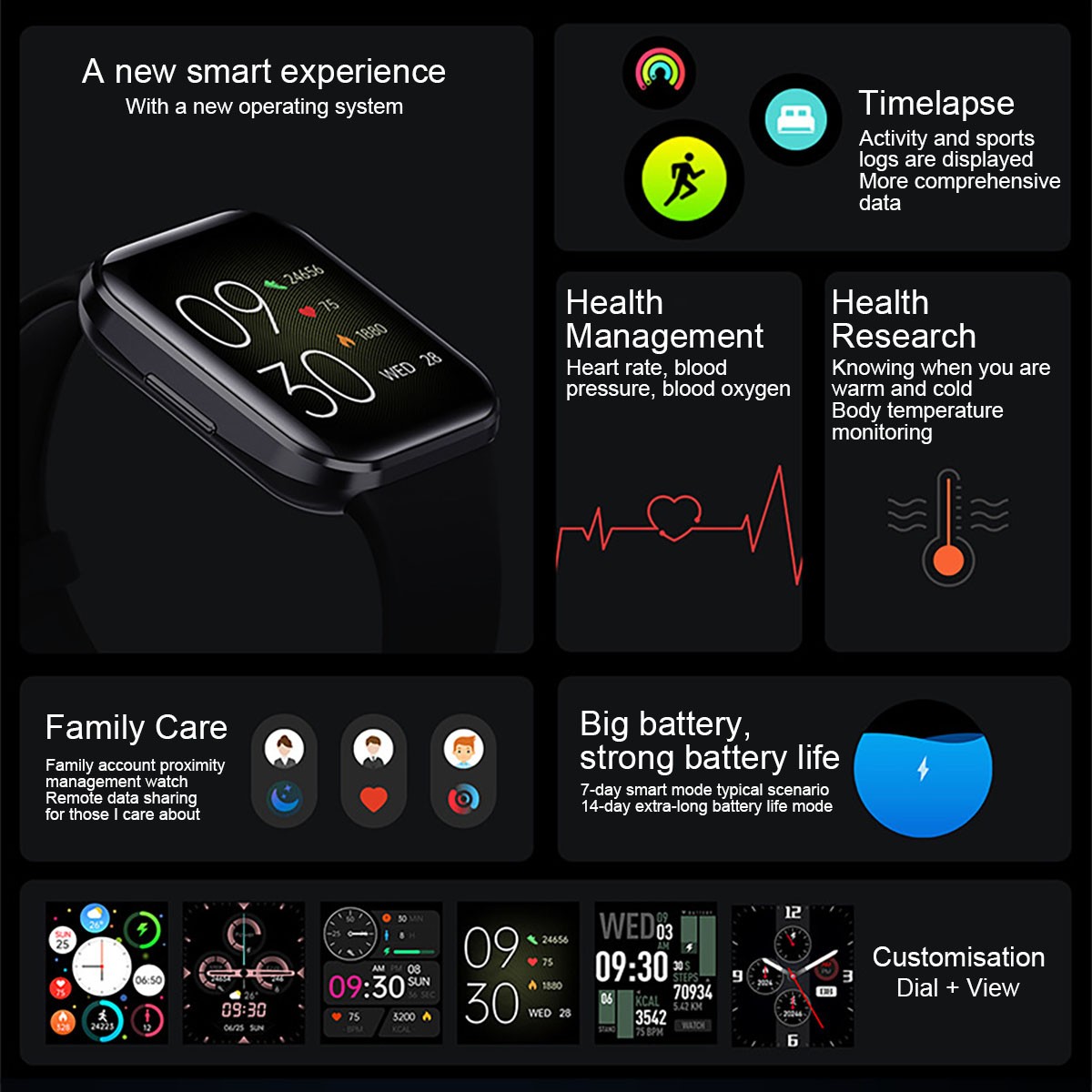 1.69″ Full Touch Smartwatch IP68 Waterproof for Men Women Activity Sleep Tracker