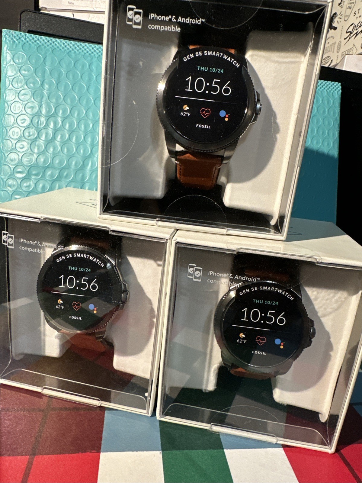Fossil Men’s 44mm Gen 5E Brown Leather Touchscreen Smart Watch FTW4055