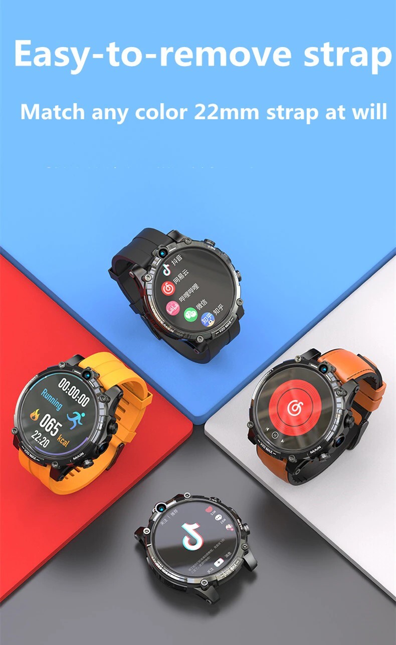 V20 Max 1.6 inch 4G LTE (4GB/128GB) Dual Cam Wi-Fi Sports Pedometer Heart, New