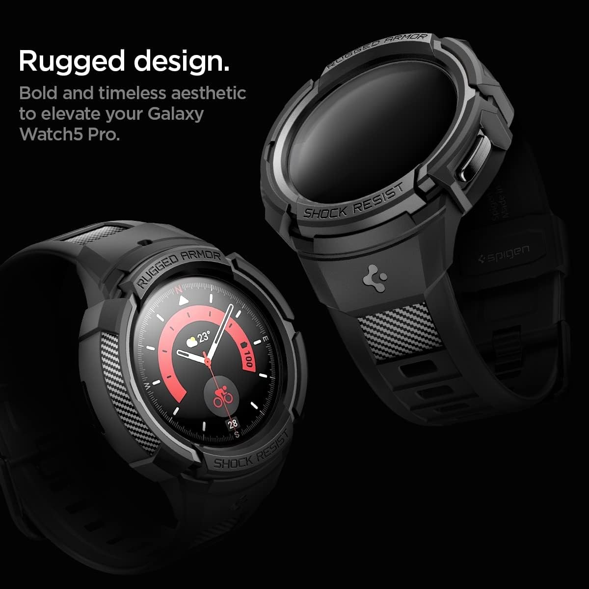 Case & Band for Samsung Galaxy Watch 5 Pro 45mm Rugged Armor Protector