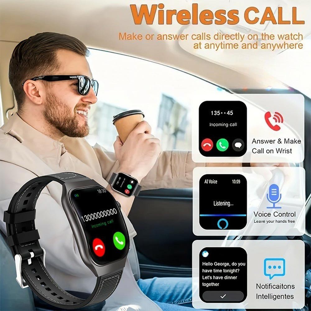 2.01 Inch Curved Screen Smartwatch Bluetooth Call Fitness Tracker Heart Rate