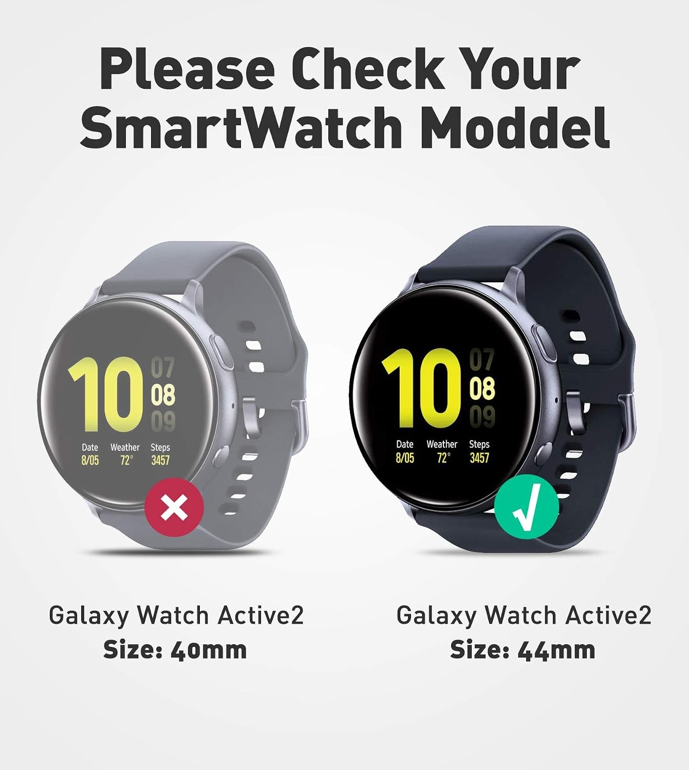 Galaxy Watch Active 2 [44mm] Rugged Case with Strap Bands – Protective Black Cov