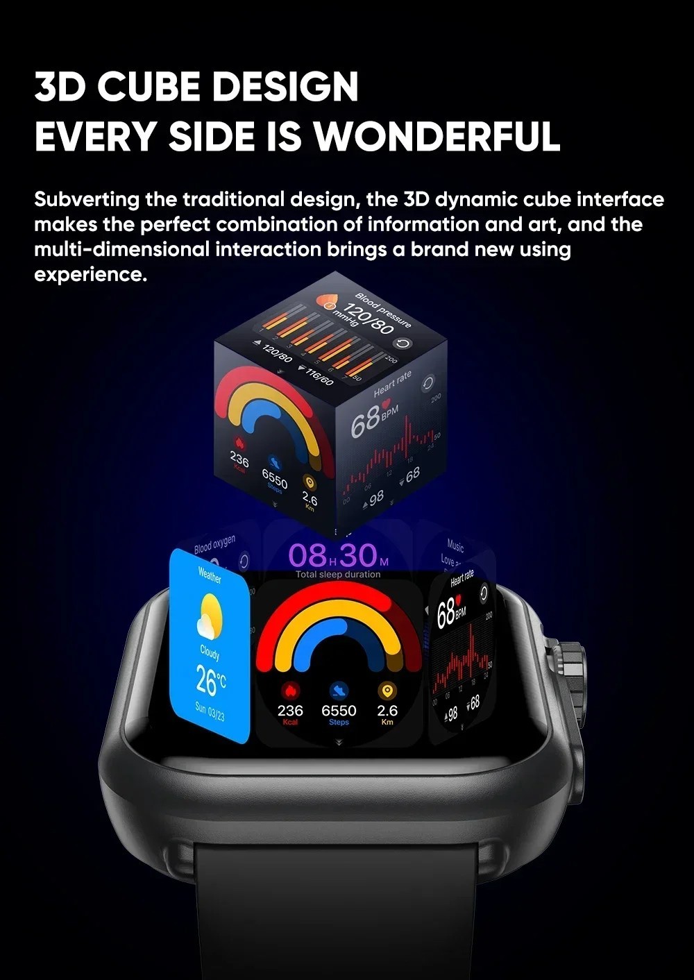 1.85″ Smart Watch Men BT Call IP68 Fitness Tracker Heart Rate 1000mAh