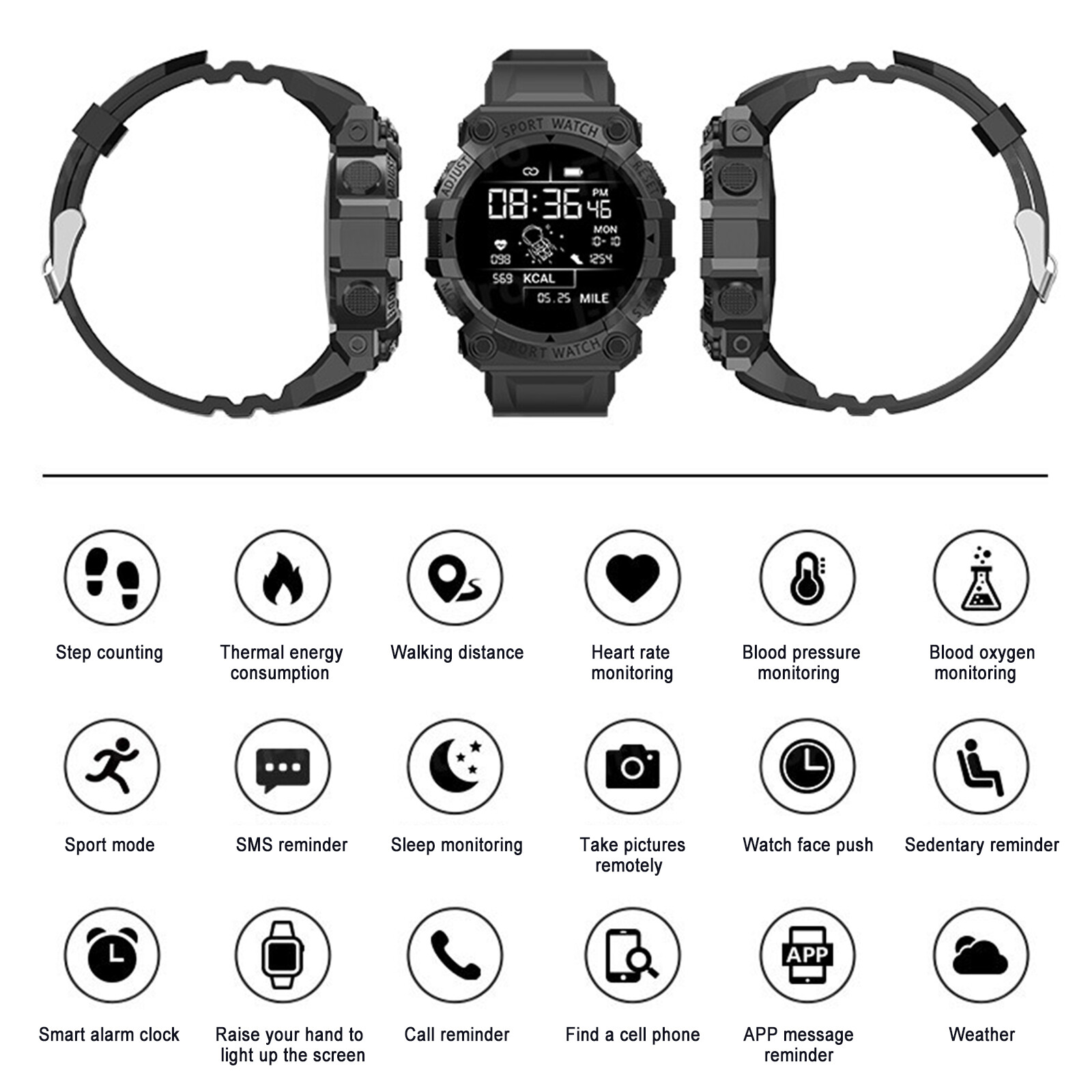 1.44″ Smart Watch For Men/Women Sports Fitness Tracker With Heart Rate Monitor