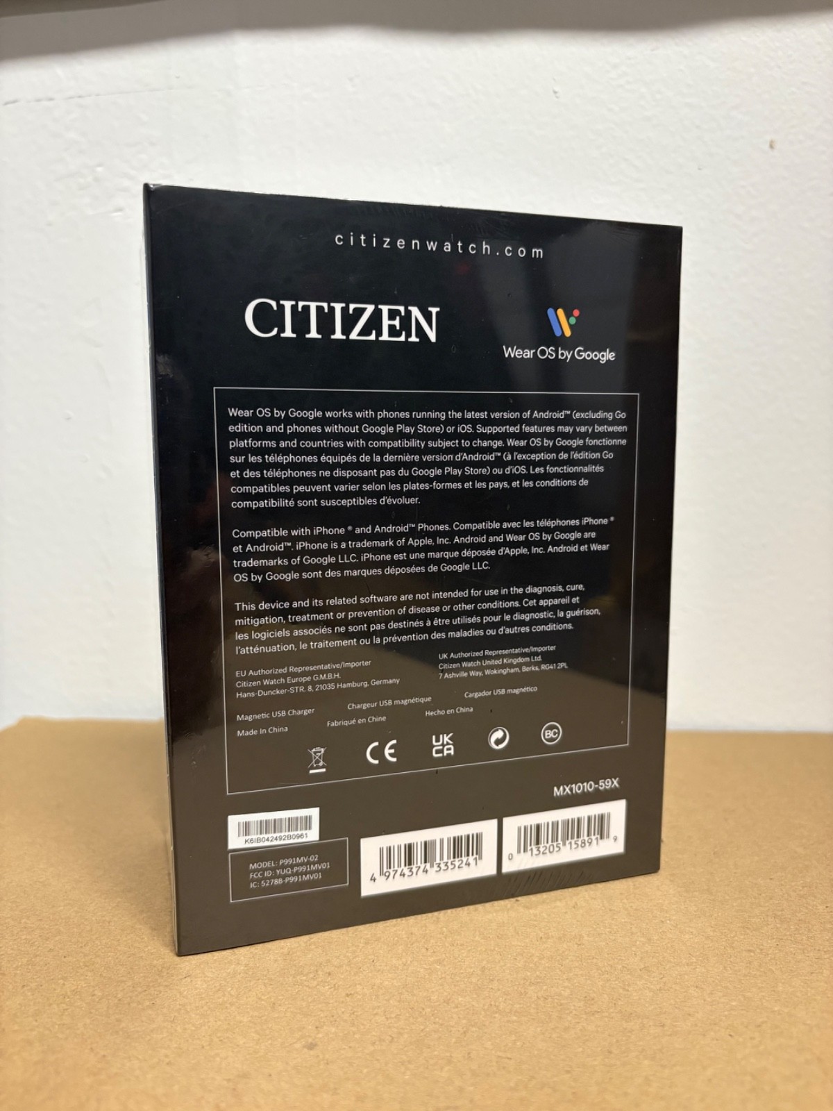 Citizen CZ Smart 44MM Black Silicone Sport Smartwatch – P991MV-02 New in Box