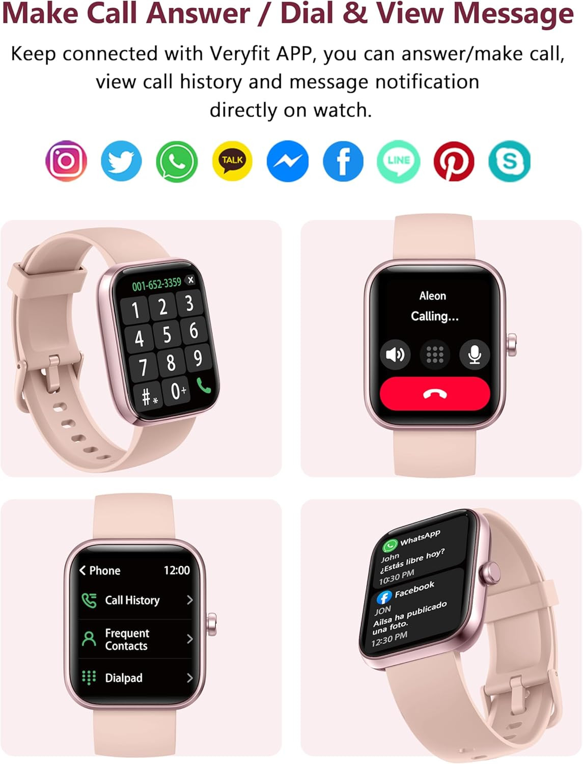Reloj Inteligente Rose Para Mujer Compatible Con Alexa Iphone Android Samsung De