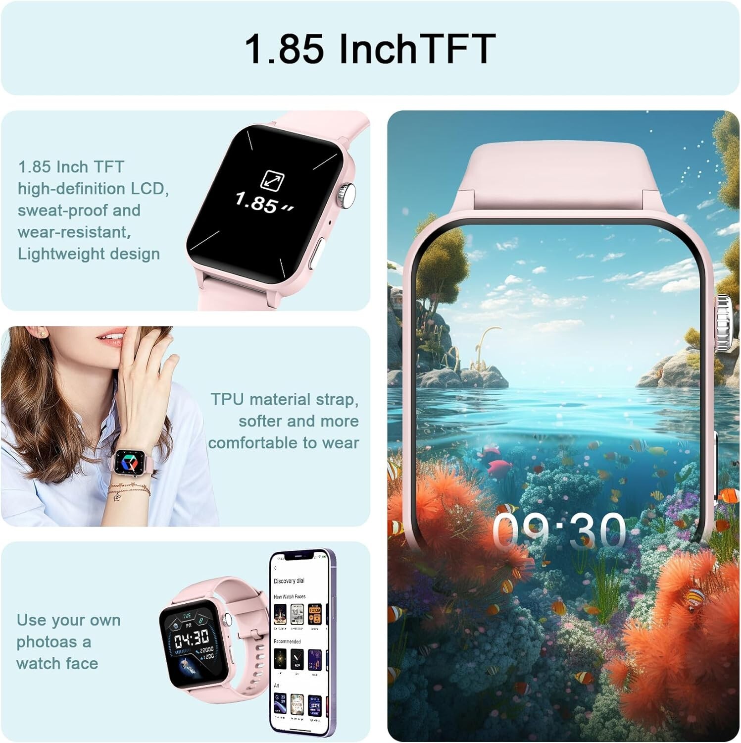 Reloj Inteligente Para Mujer Rosa Samsung Iphone Android En Oferta Impermeable