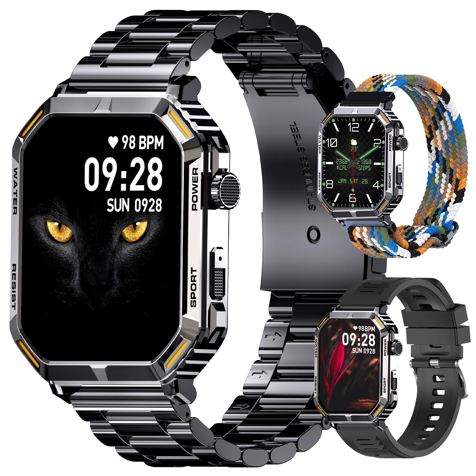 Homailida Smart Watch for Men, 1.96″ Display, 200+ Sports, 1.96 inch, Black
