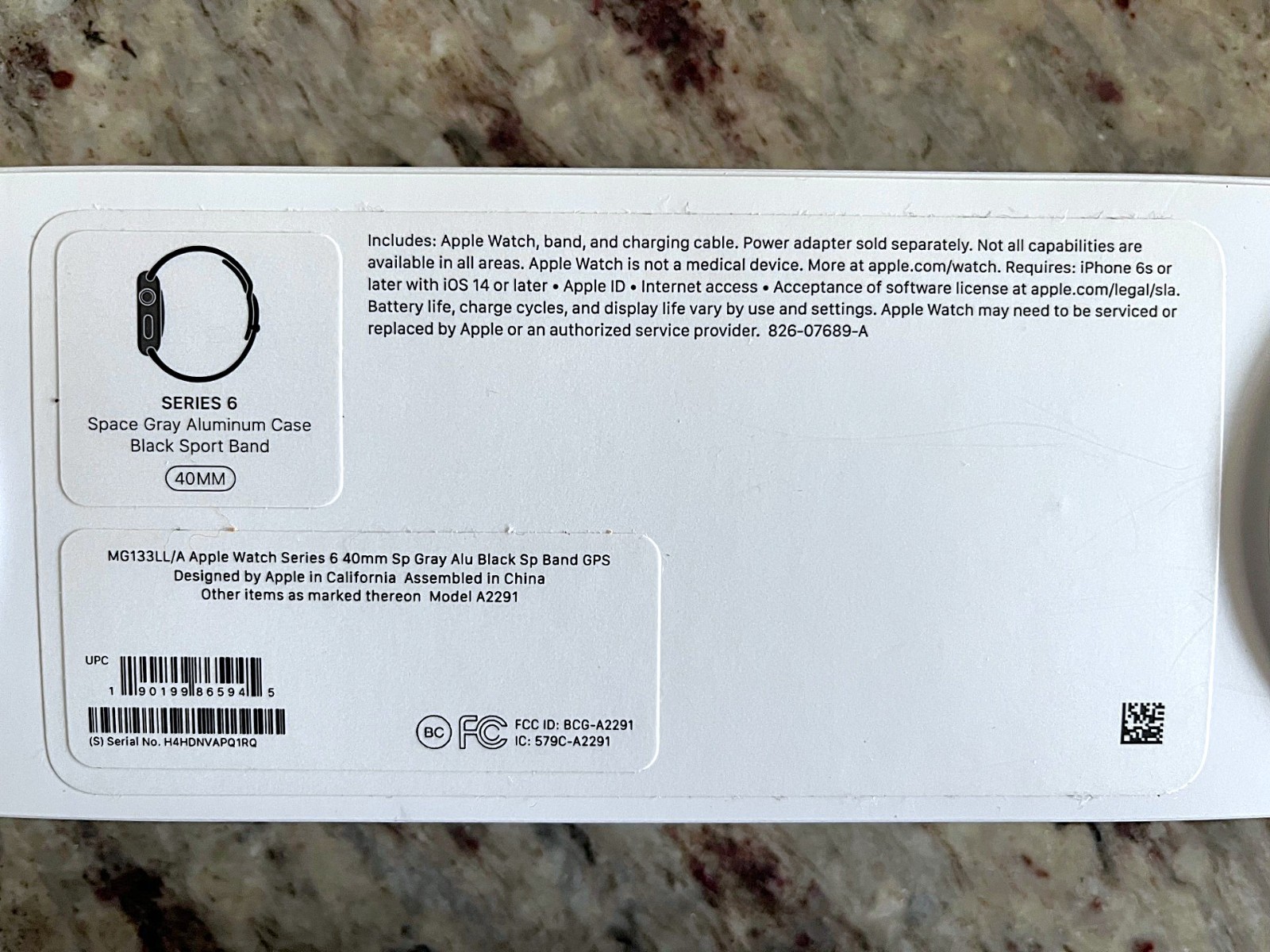 Apple Watch Series 6 40mm Space Gray Aluminum Case in Original Box