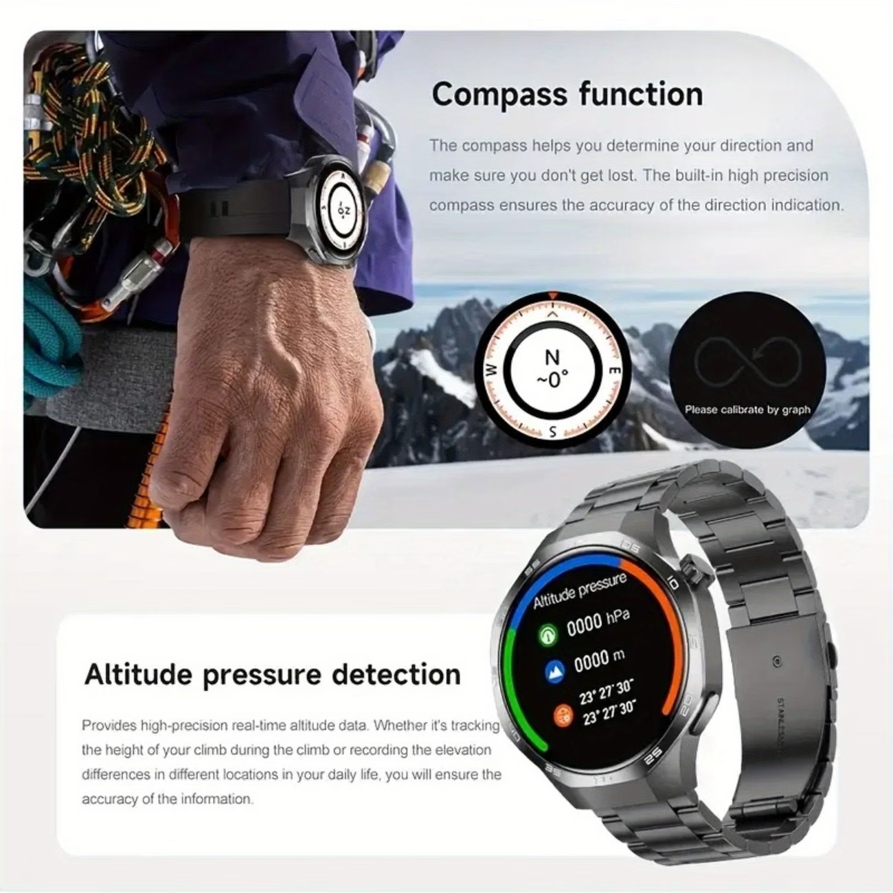 Smart Watch 2.01″ Round HD Display Bluetooth Calling Sleep Tracker iOS Android