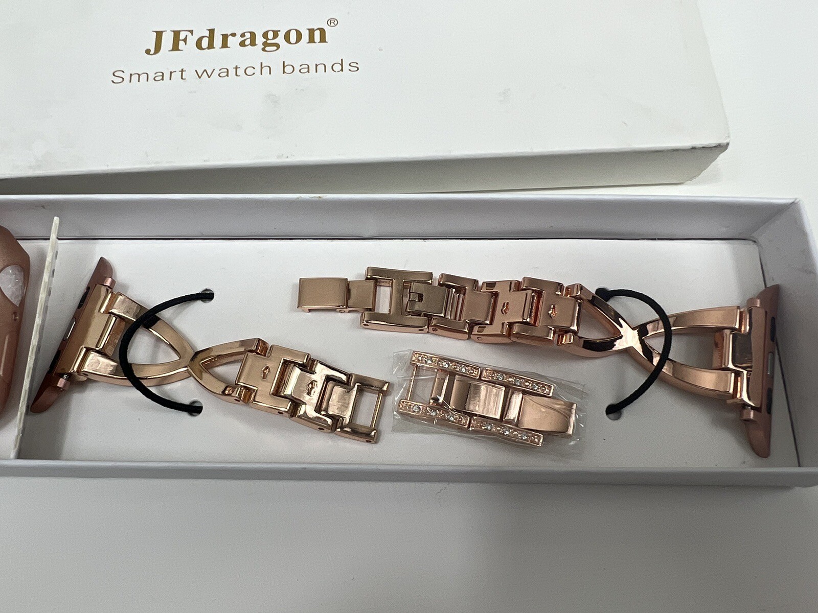 JF Dragon Smart Watch Bands Luxury Edition Rose Gold Crystal Rhinestones Glam