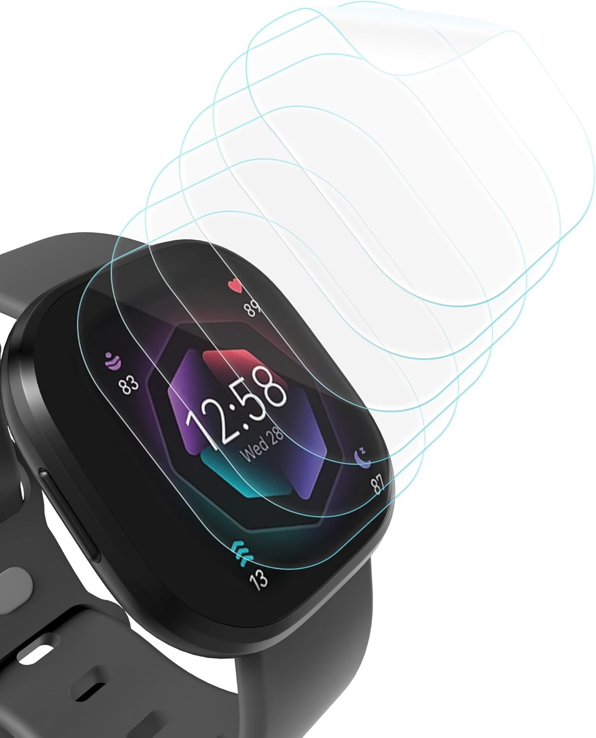 6 Pack Screen Protector for Fitbit Versa 4 / Sense 2 Anti-Bubble HD Ultra-Thin