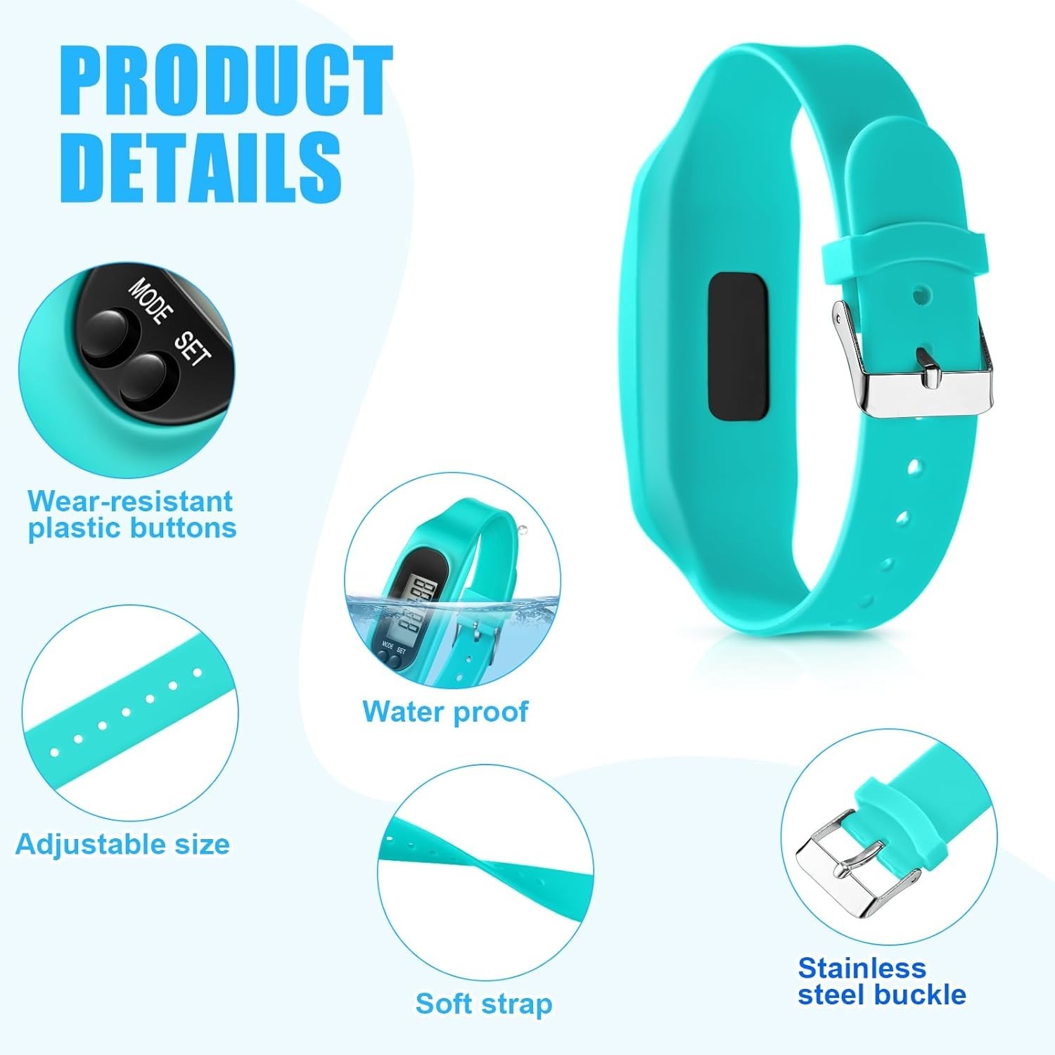 Silicone Fitness Tracker Watch 3 Pcs Walking Running Pedometer Calorie Burnin…
