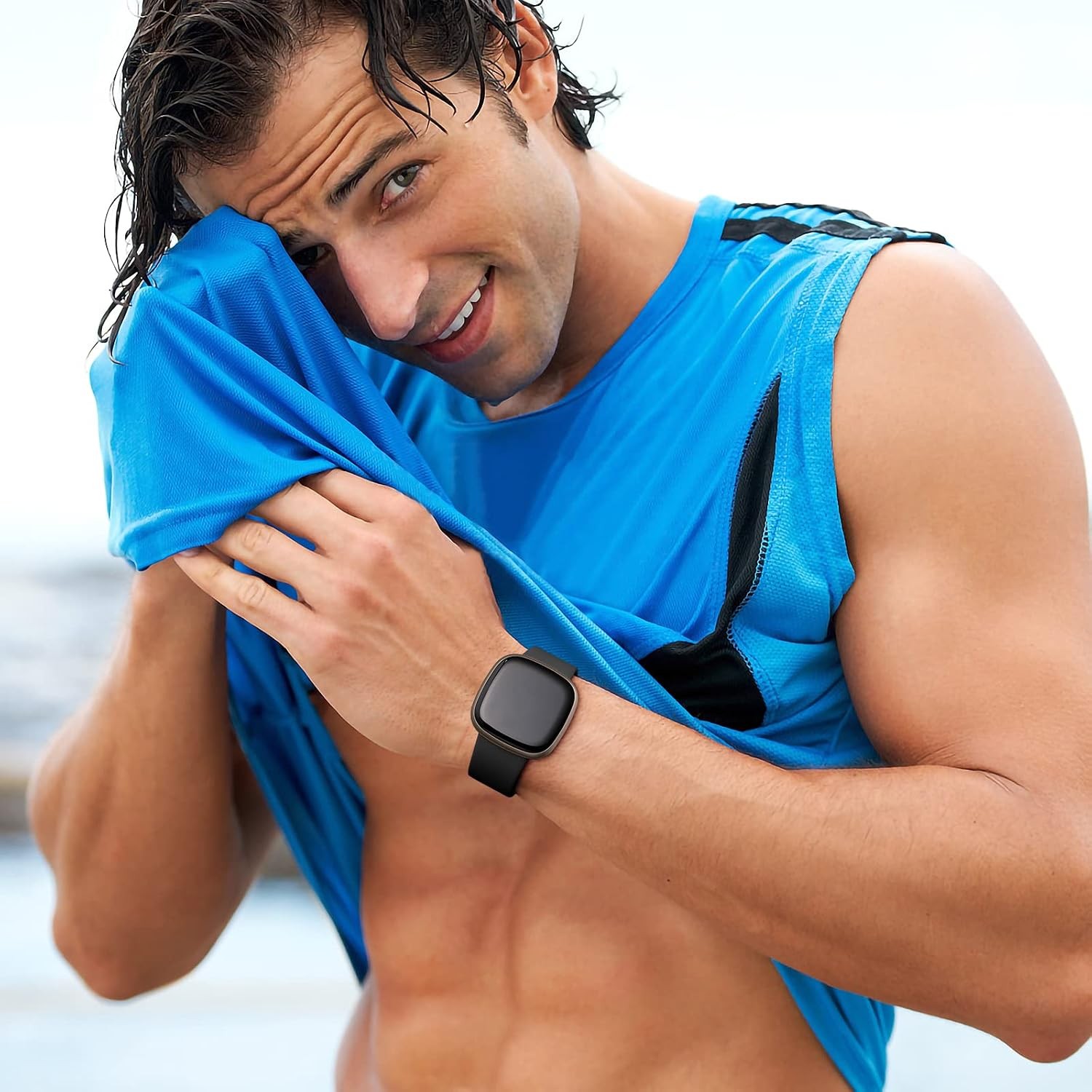 Soft Replacement Bands for Fitbit Versa 4, Versa 3 & Sense 2 – Black Sport Strap