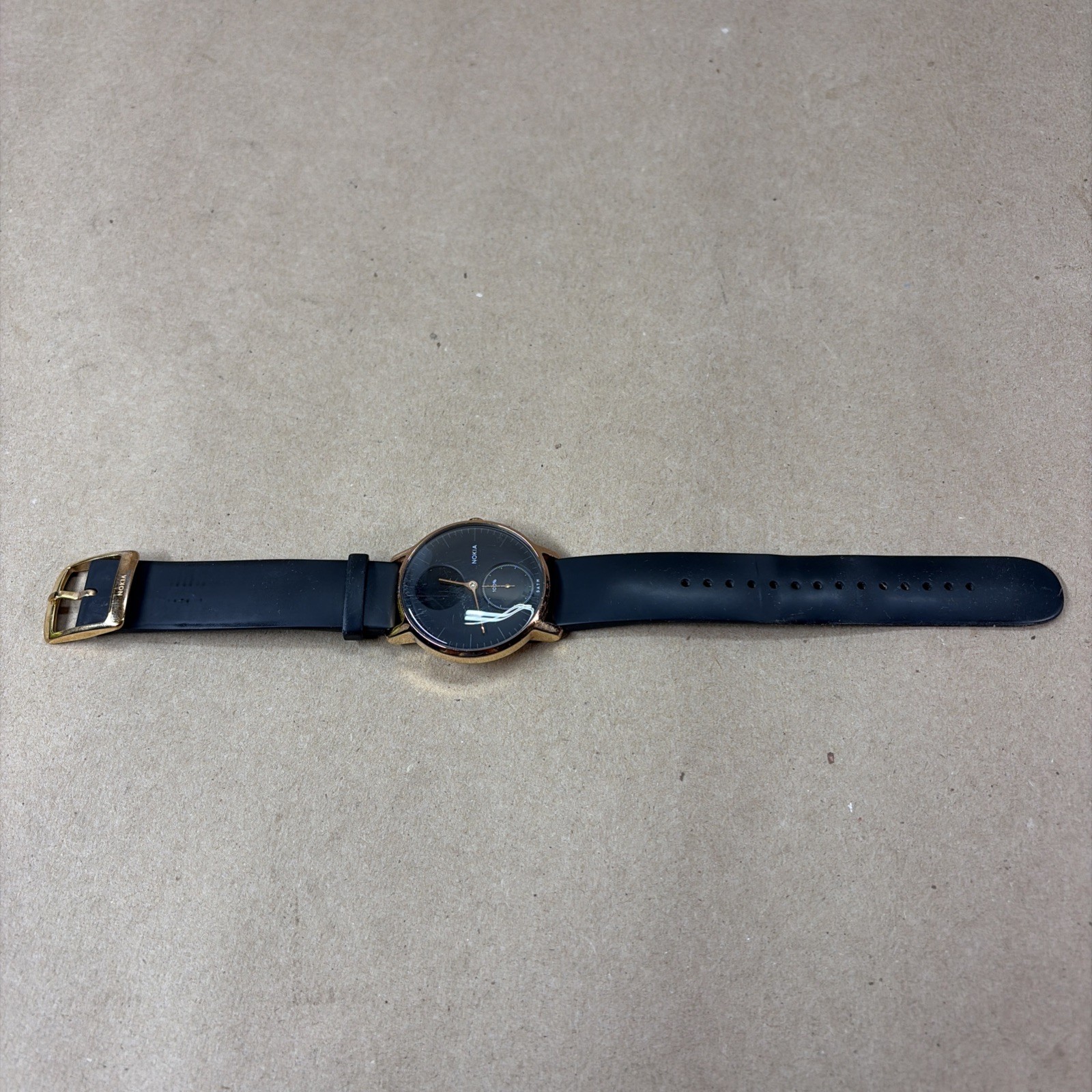 Nokia Steel HR Hybrid Smartwatch Gold Bezel Black Face Tested Works