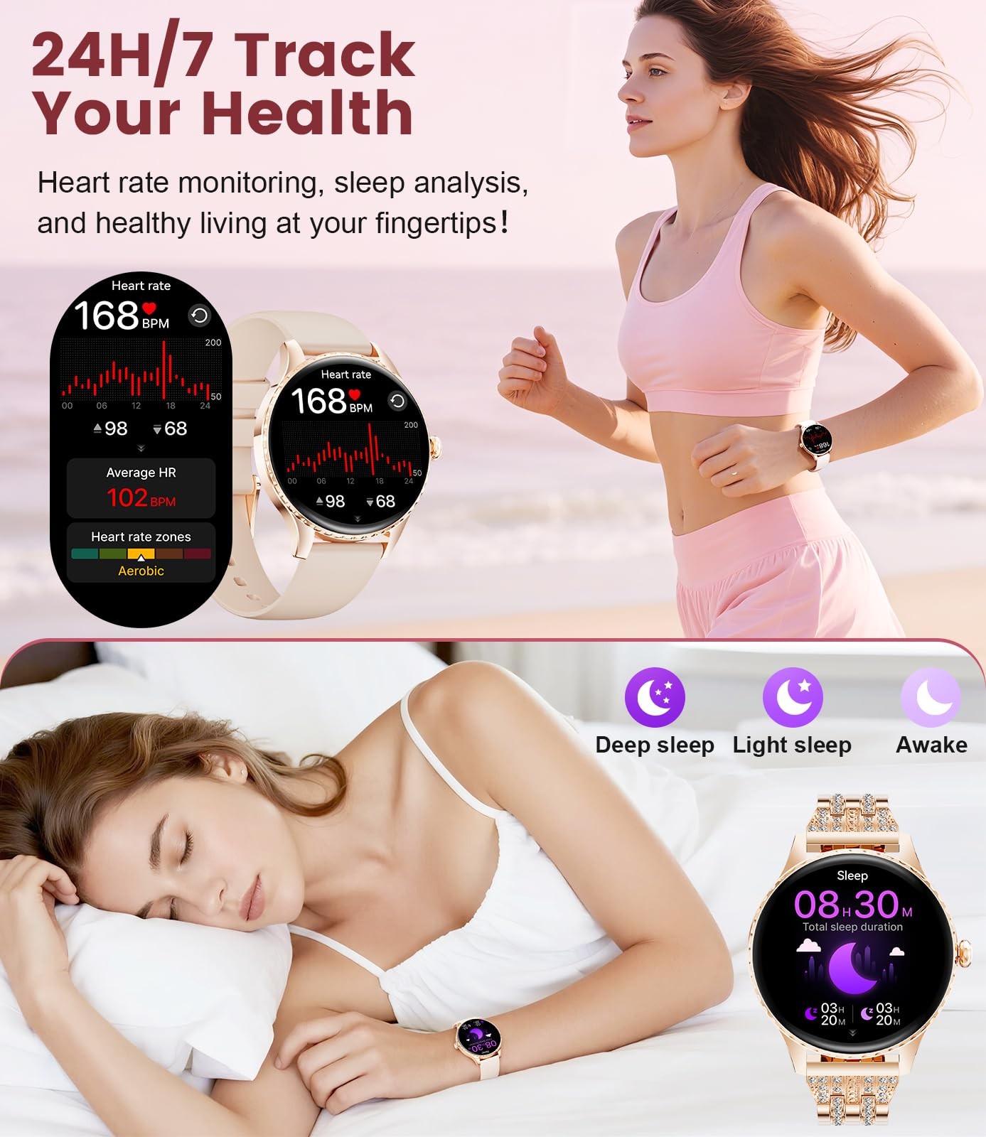 Smart Watches for Women with 1.32″ AMOLED Display, Bluetooth Calling, 121 Spo…