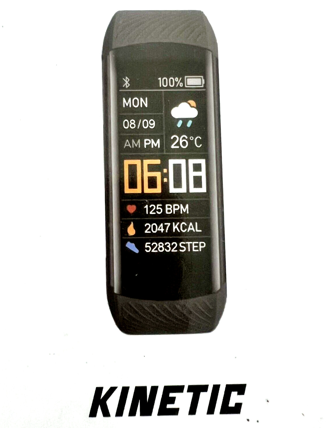 Fitness Tracker Watch Kinetic Pro Smartwatch Black Rubber Wrist Band Android iOS