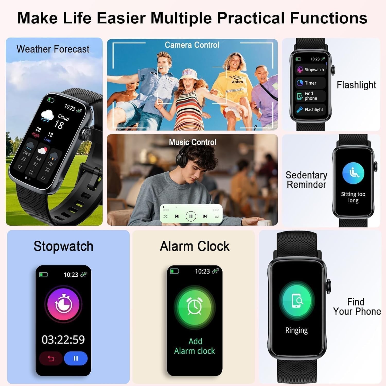 Smart Watch, Smartwatch for Men Women with 24 Sport Modes, IP68 Waterproof Fitne