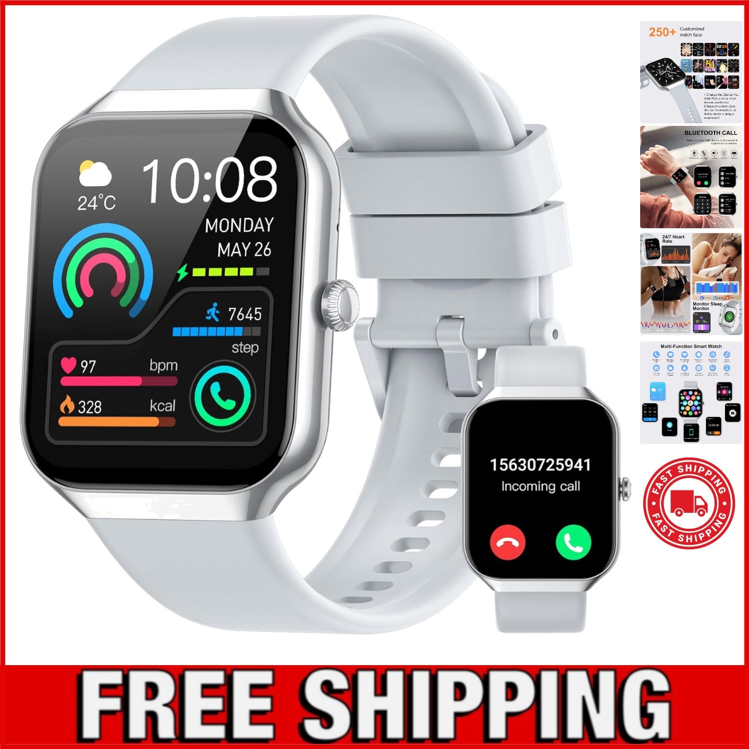 2025 Smart Watch for Men & Women – 1.96″ HD Fitness Tracker, Waterproof