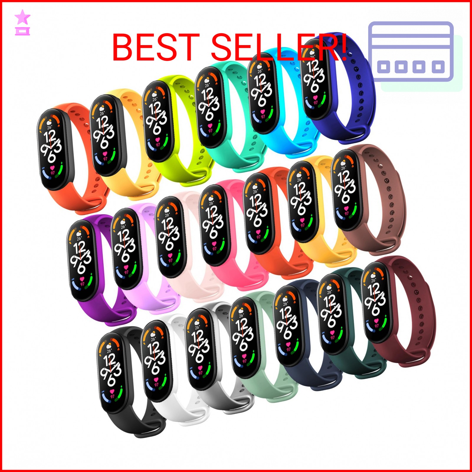 BANGTING 20 Pieces Strap Replacement Compatible with Xiaomi Mi Band 7/6 / 5 and