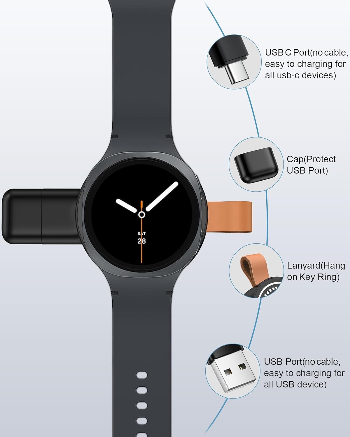 Galaxy Watch 8 Charger, 3 in 1 USB C Magnetic Wireless Fast Charging Dock