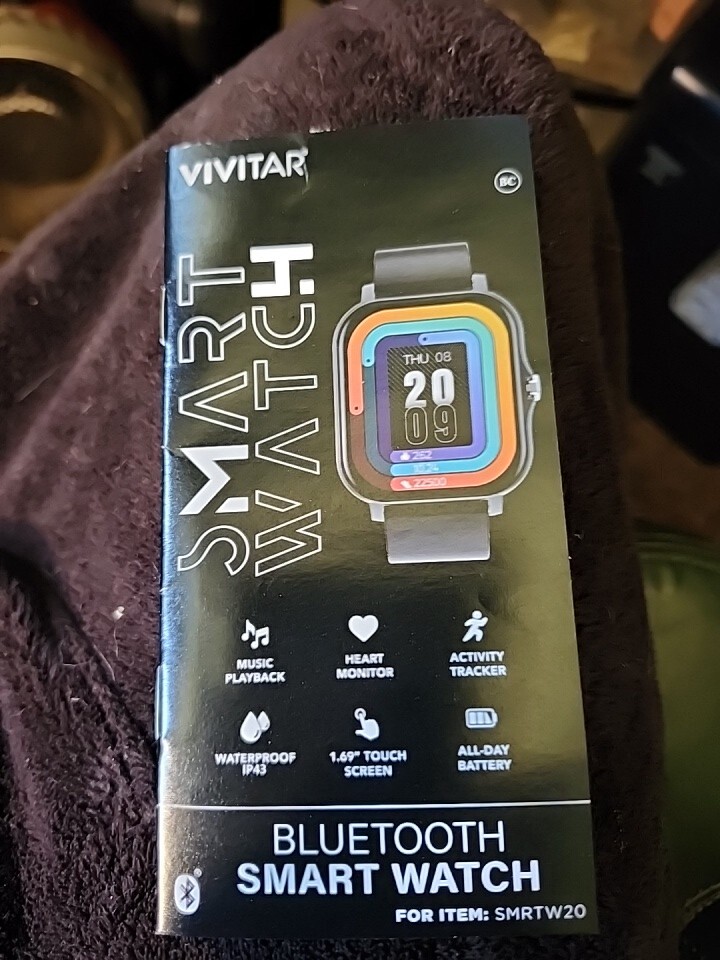 Vivitar Smart Watch 1.69” Touch Screen Waterproof IP43 Model SMRTW20-BLK NIB