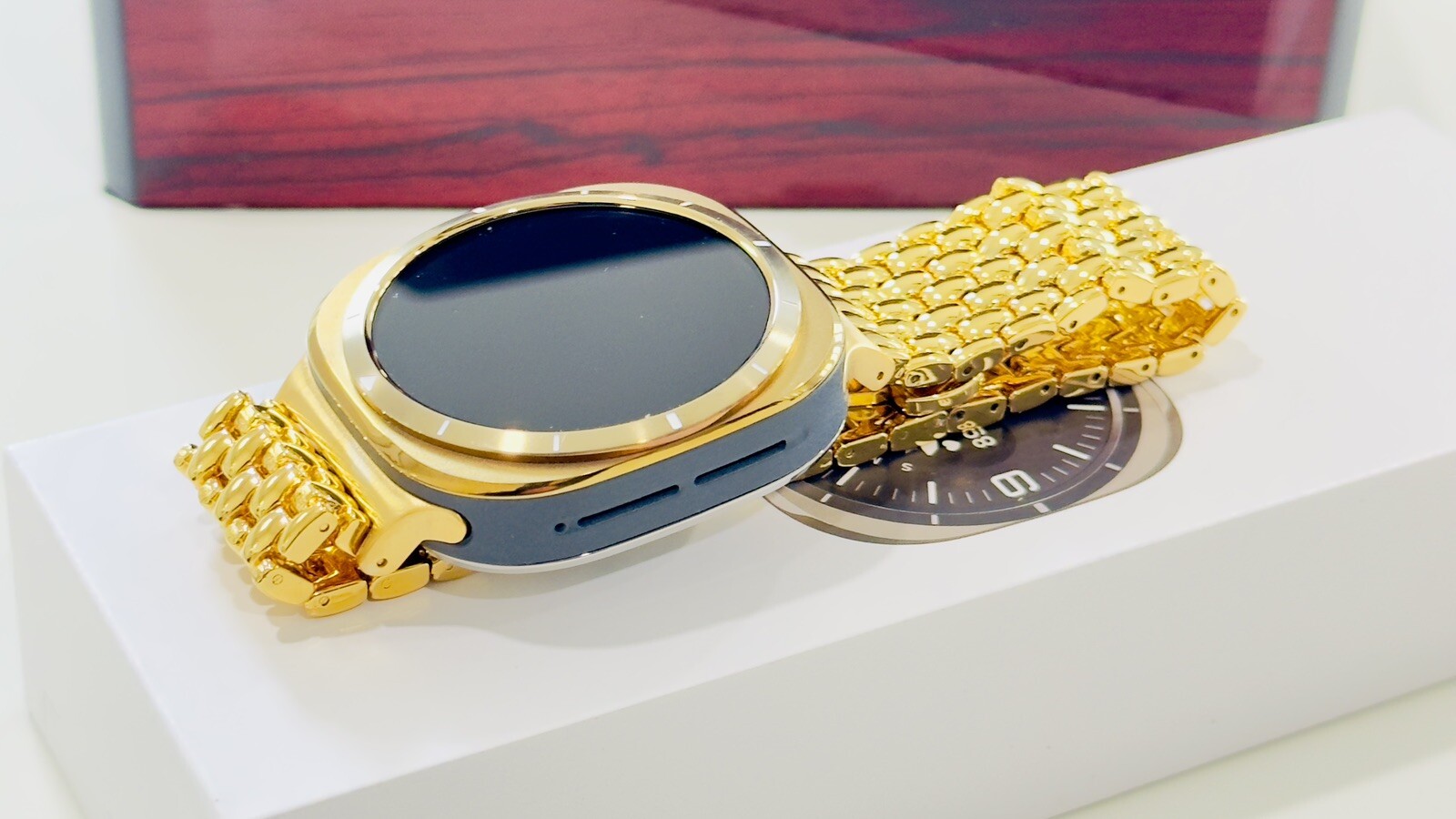 CUSTOM GOLD Samsung Galaxy Watch Ultra 2 Black 47mm 24k Gold Plated Link Band
