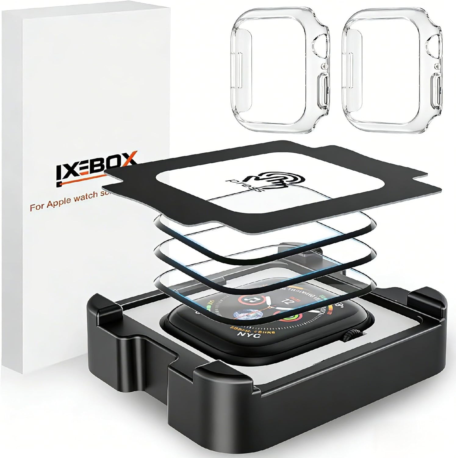 3-Pack of 3D Curved Screen Protectors & 2 Cases for Apple Watch Series 10/11 46m