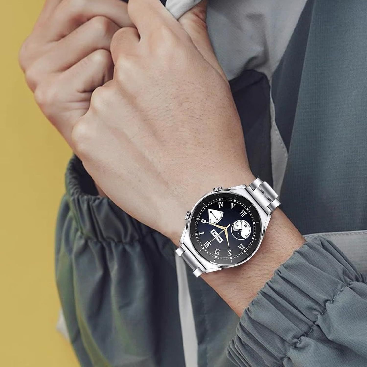 Quick Release Stainless Steel Strap Compatible with 18mm Smartwatch