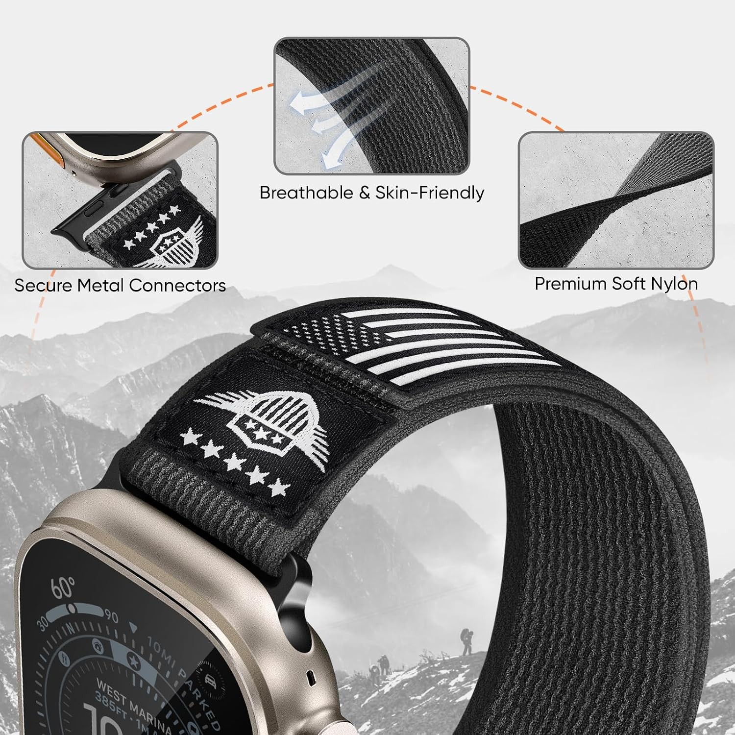 Nylon Strap Compatible with Apple Watch Ultra 49mm Soft Rugged Sport