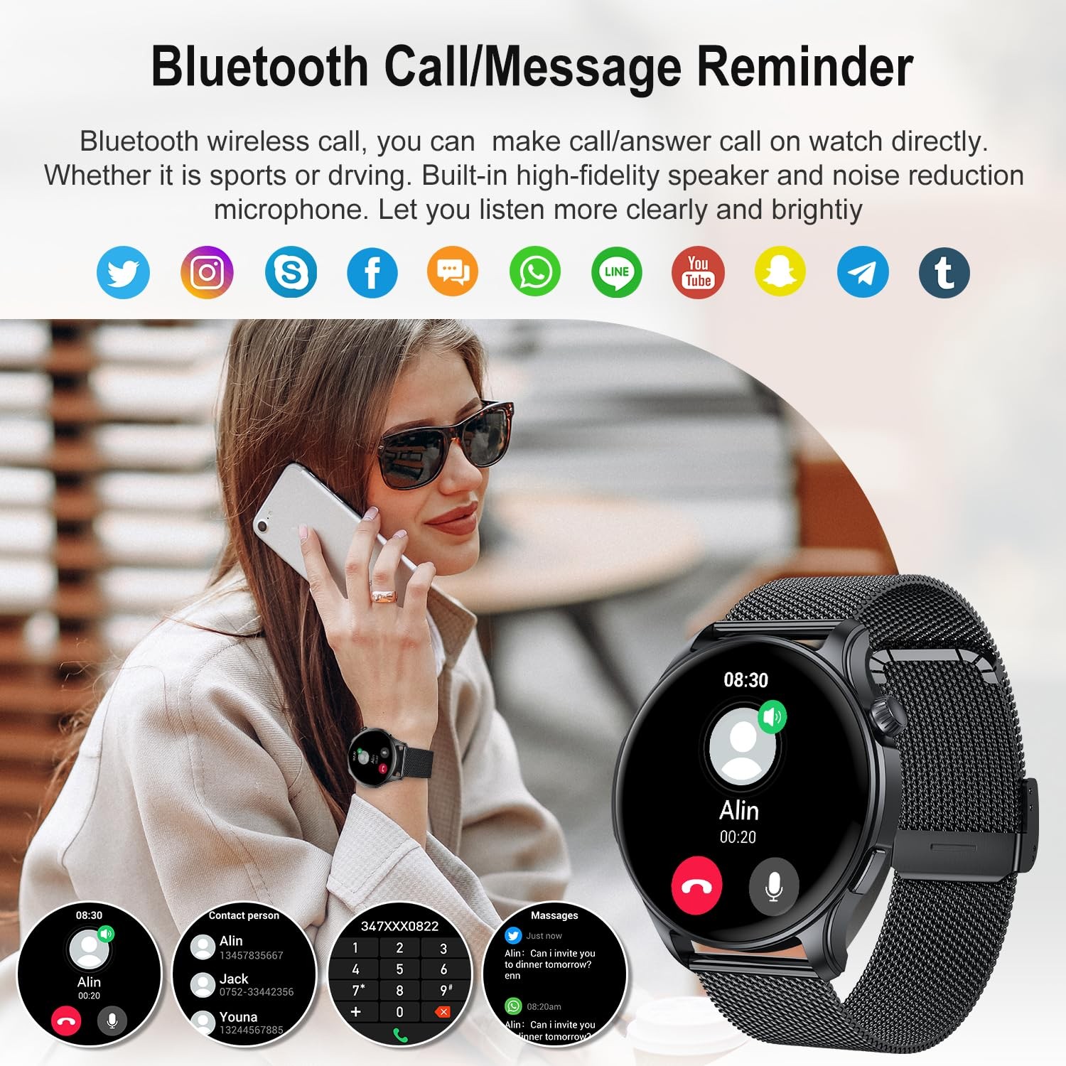 Smart Watch for Men Women Fitness: Make Answer Call 1.43 inches, Black