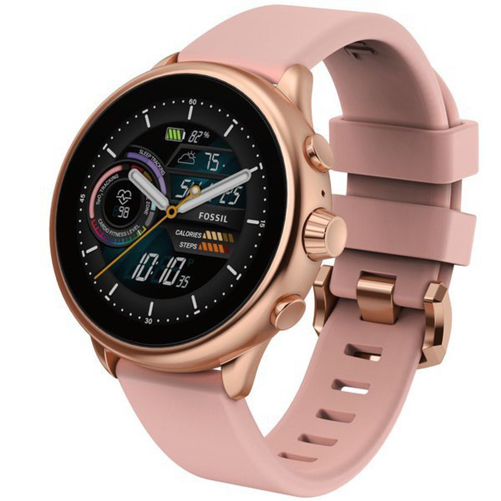 Fossil Gen 6 Wellness Women Smartwatch FTW4071 Gold Pink Silicone GPS Heart Rate
