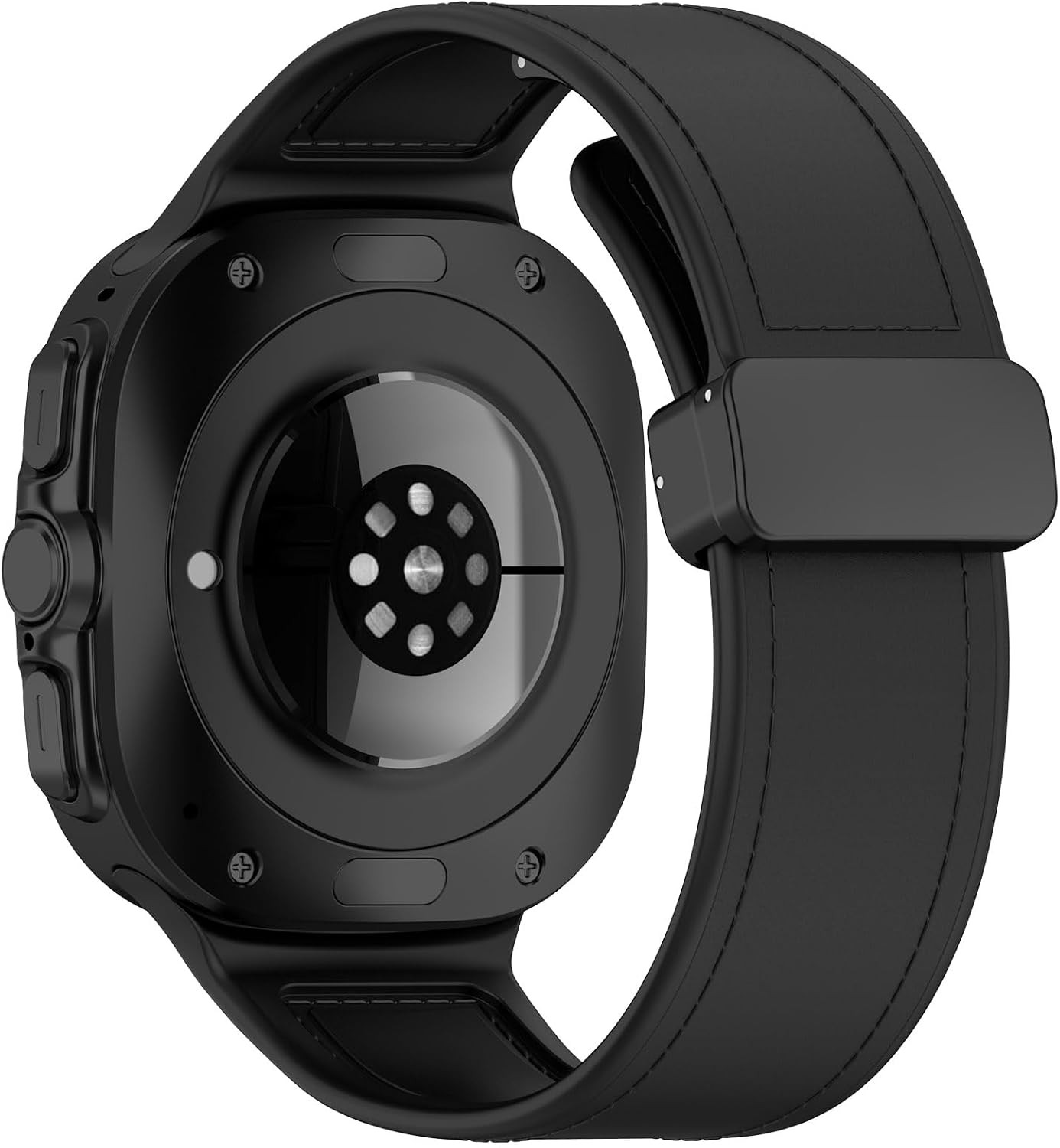 Silicone Leather Band for Samsung Galaxy Watch Ultra 2 47mm Smartwatch – Black