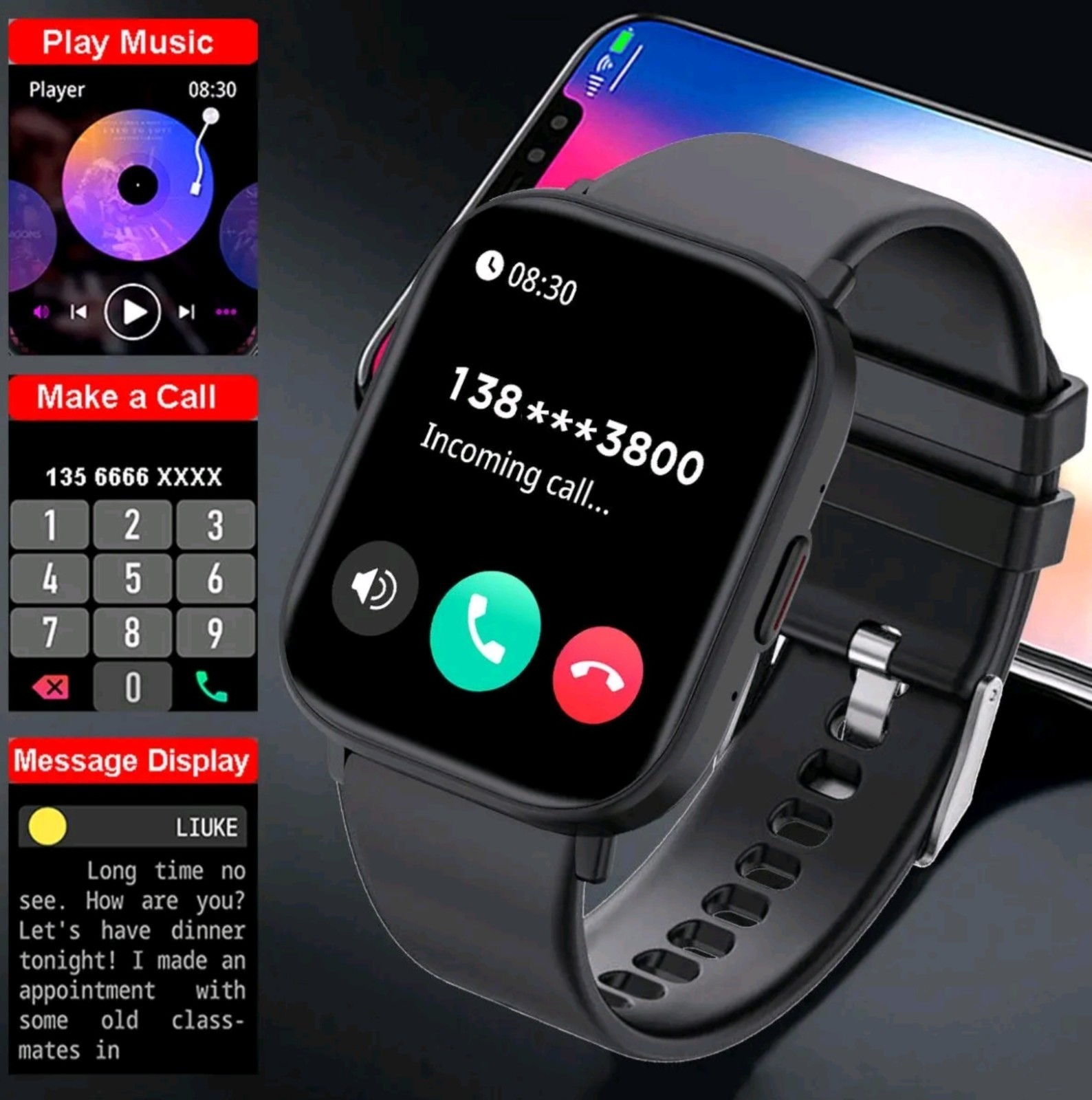 2.01 Inch Smartwatch, HD Wireless Call 100+ Sport Mode Smartwatches, Full Touch
