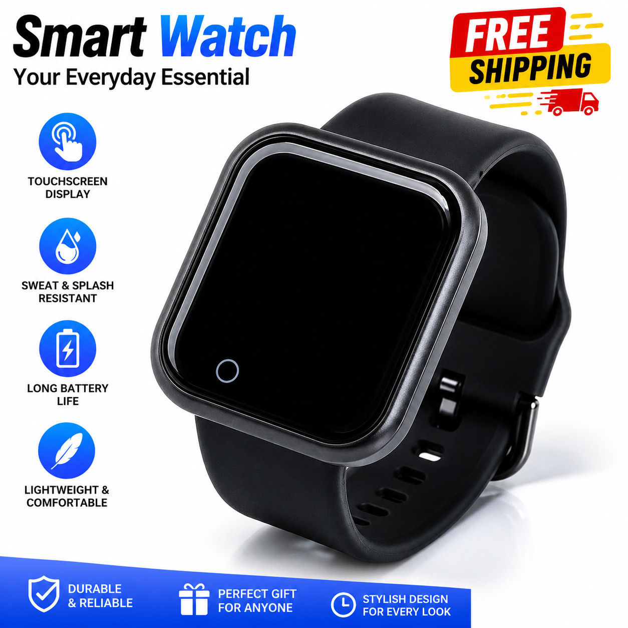 Smart Watch for Android & iOS – 1.4″ Touchscreen Display: 1.4″ HD square