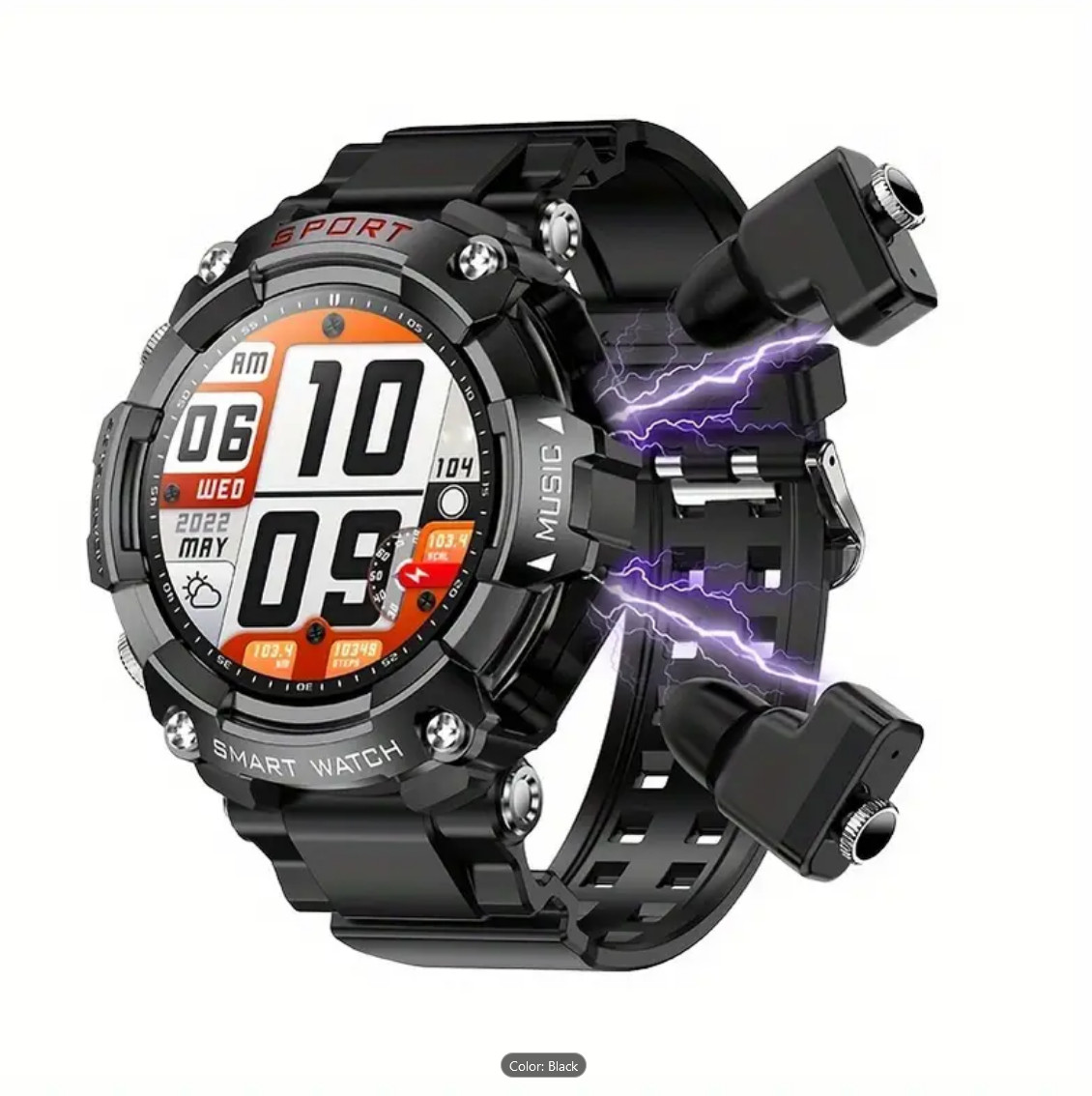 SMART WATCH with Earbuds for Men Women 1.52″ HD Touch Screen UltraLight Weather