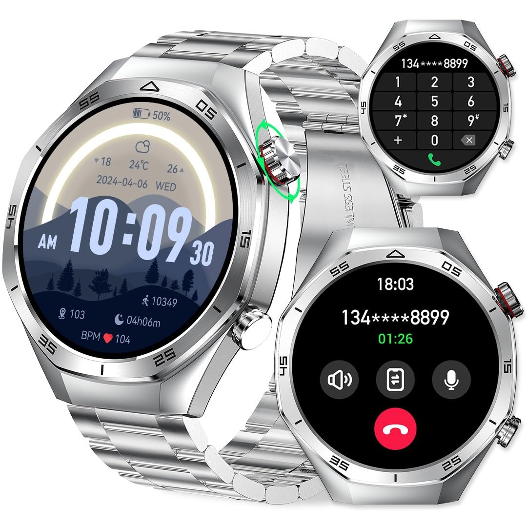 Men’s 1.52″ HD Touch Screen Sports Fitness Tracker with Bluetooth Calls IP67 …