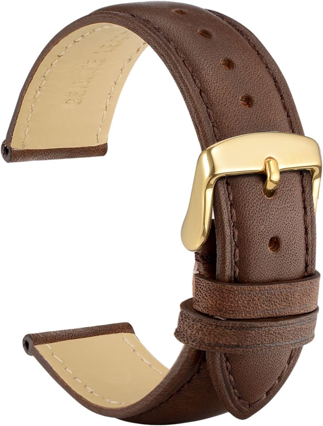 Case For 18mm Leather Watch Band for Men and Women, Gold Buckle, Dark Brown