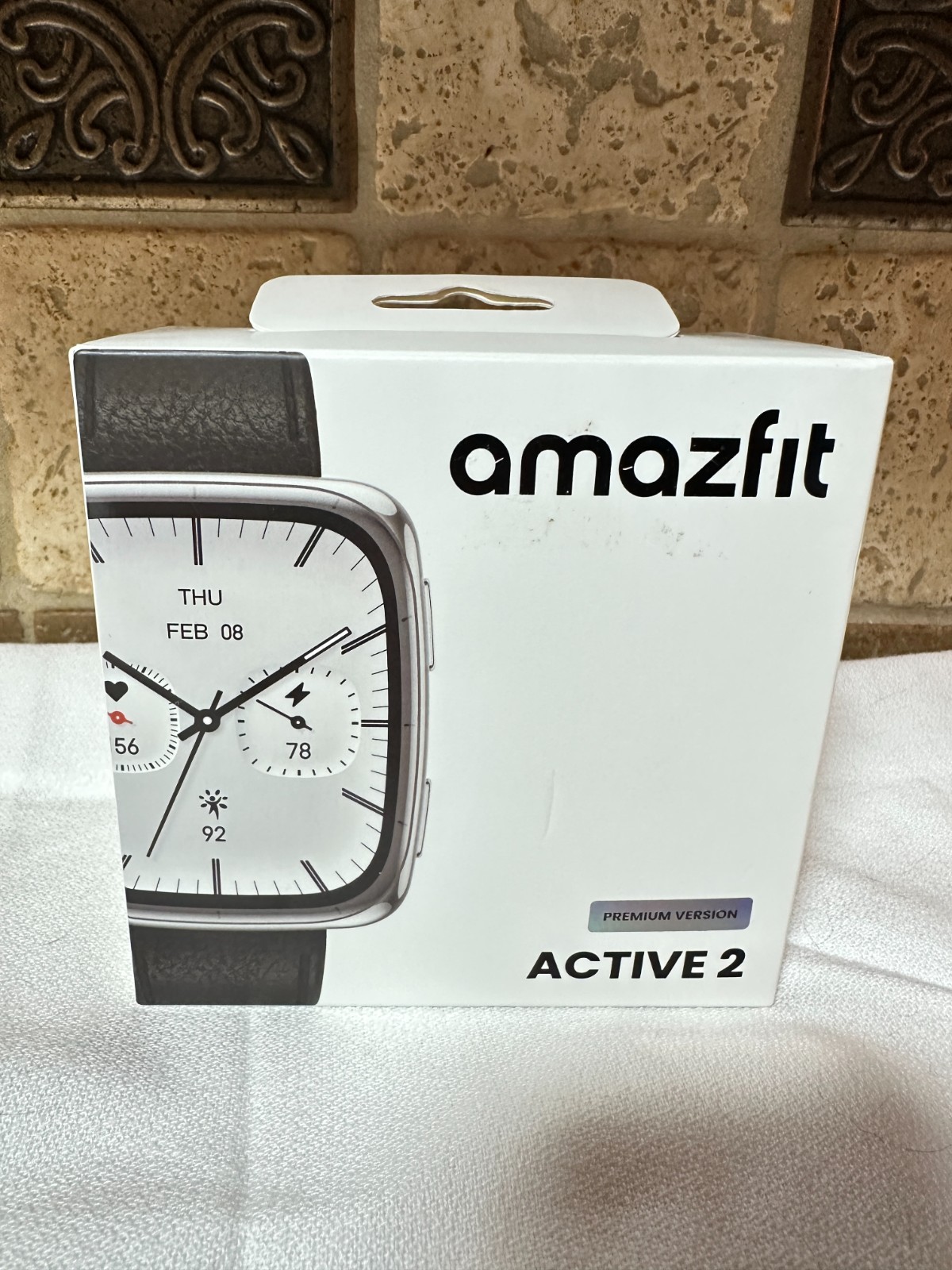 Amazfit Active 2 Premium Smart Watch (Square) Black Leather Sapphire Glass