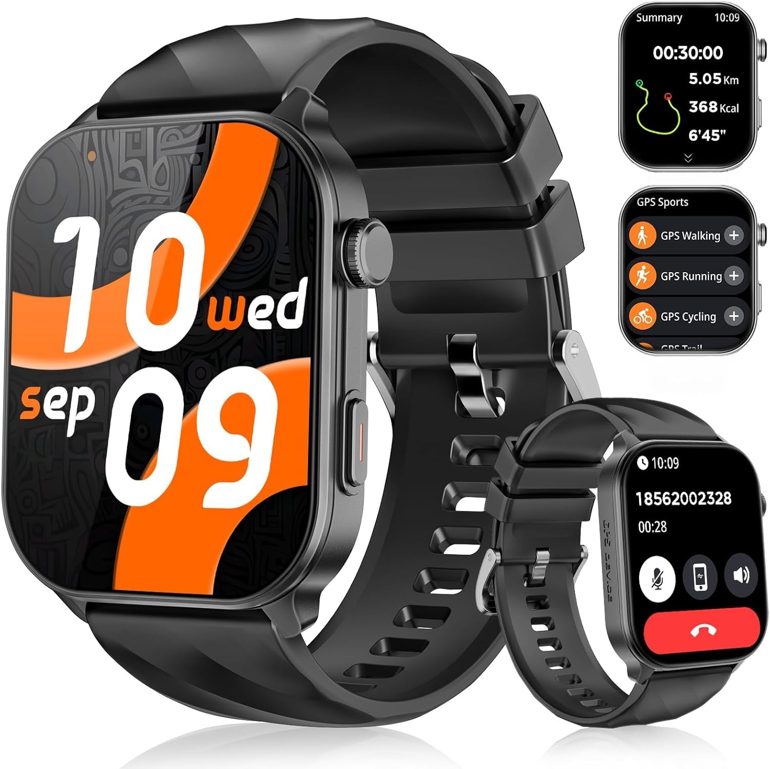 GPS Smart Watch Unisex 2.01″ HD Screen Bluetooth Calling 100+ mode Heart Monitor
