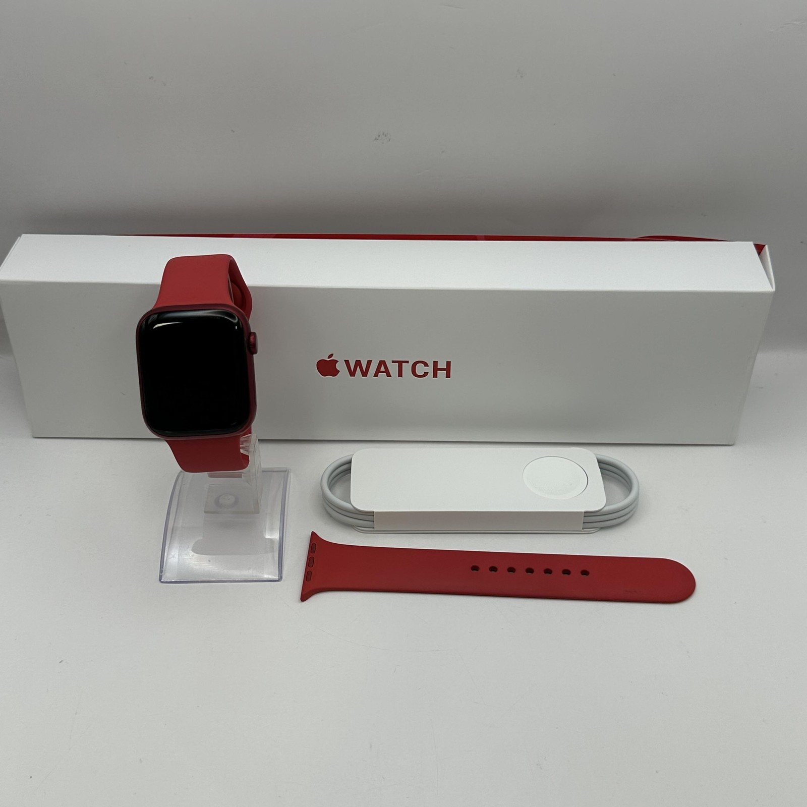 Apple Watch (Series 7) 45mm Red Aluminum (GPS) w/Red Sport – Excellent Condition