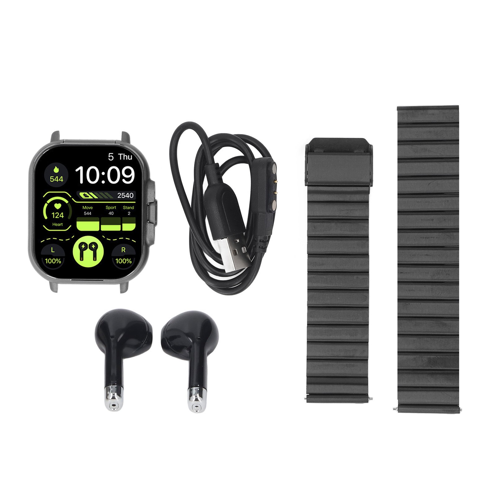 2 In 1 Smart Watch With Earbuds 2.01 Inch HD Touch Screen Bluetooth Call Fi MOBL