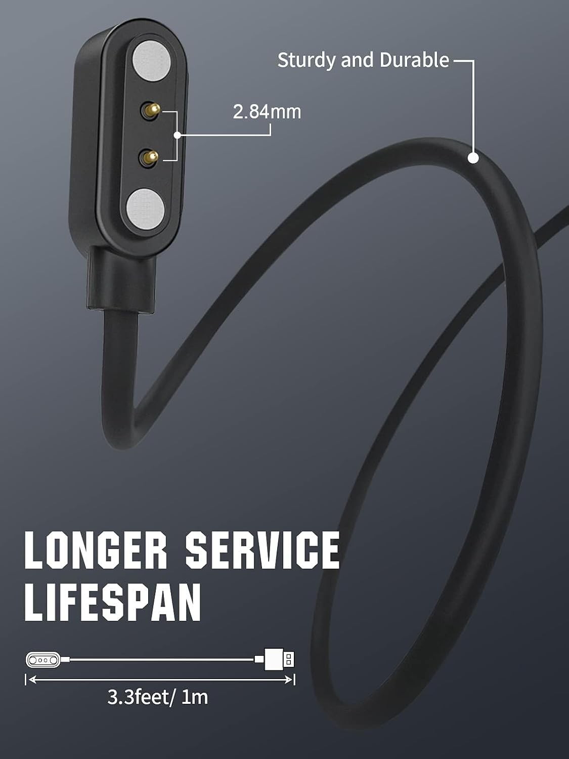 Smart Watch Charger Compatible with YAMAY Letsfit VeryFitPro, Magnetic USB Cable